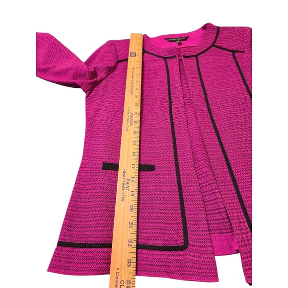 Ming Wang Women's Small Pink Black Stripe One Hook Open Cardigan E16.3 - Picture 7 of 9